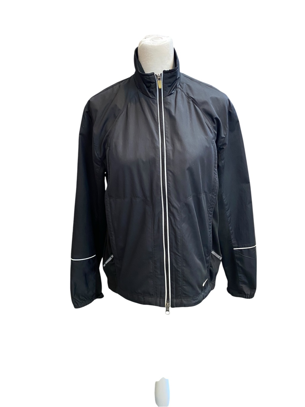 Nike Women's Size Small Black Windbreaker Zip Jacket With Reflective Trim